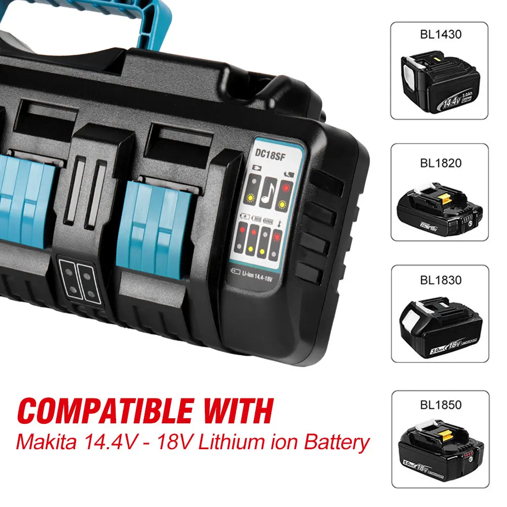 Cargador de batería de iones de litio de 4 puertos, herramientas eléctricas, 14,4 V, 18V, 12A, rápido para Makita BL1820, BL1830, BL1850, BL1430, nuevo