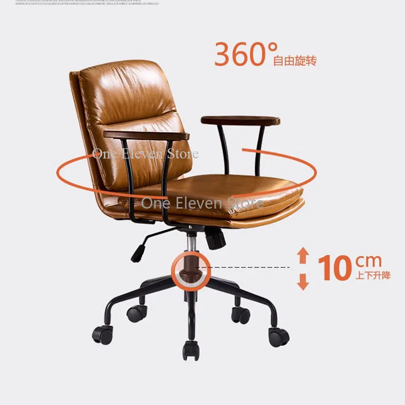 Genuine Leather Office Chair Ergonomic Conference Rolling Cute A Rm Chair Floor Zero Gravity Sillas Gaiming Office Furniture 의자