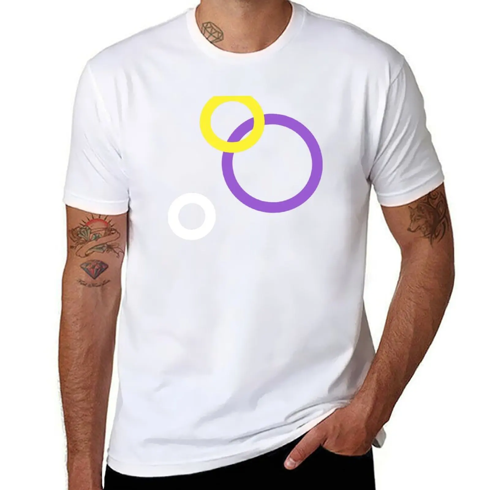 

Stealth Nonbinary Pride Art Circles Print T-Shirt t shirt man designer graphic t shirts for man T-Shirt