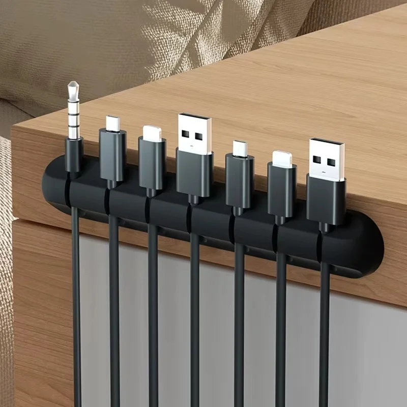 Cable Organizer Management Wire Holder Flexible USB Cable Winder Tidy Silicone Clips For Mouse Keyboard Earphone Protector Clips