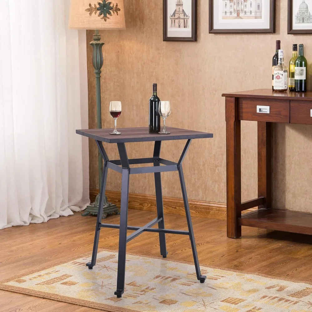 木製天板の正方形カウンターハイトダイニングテーブル、キッチン、パブ、ビストロ、レストランの設定に最適