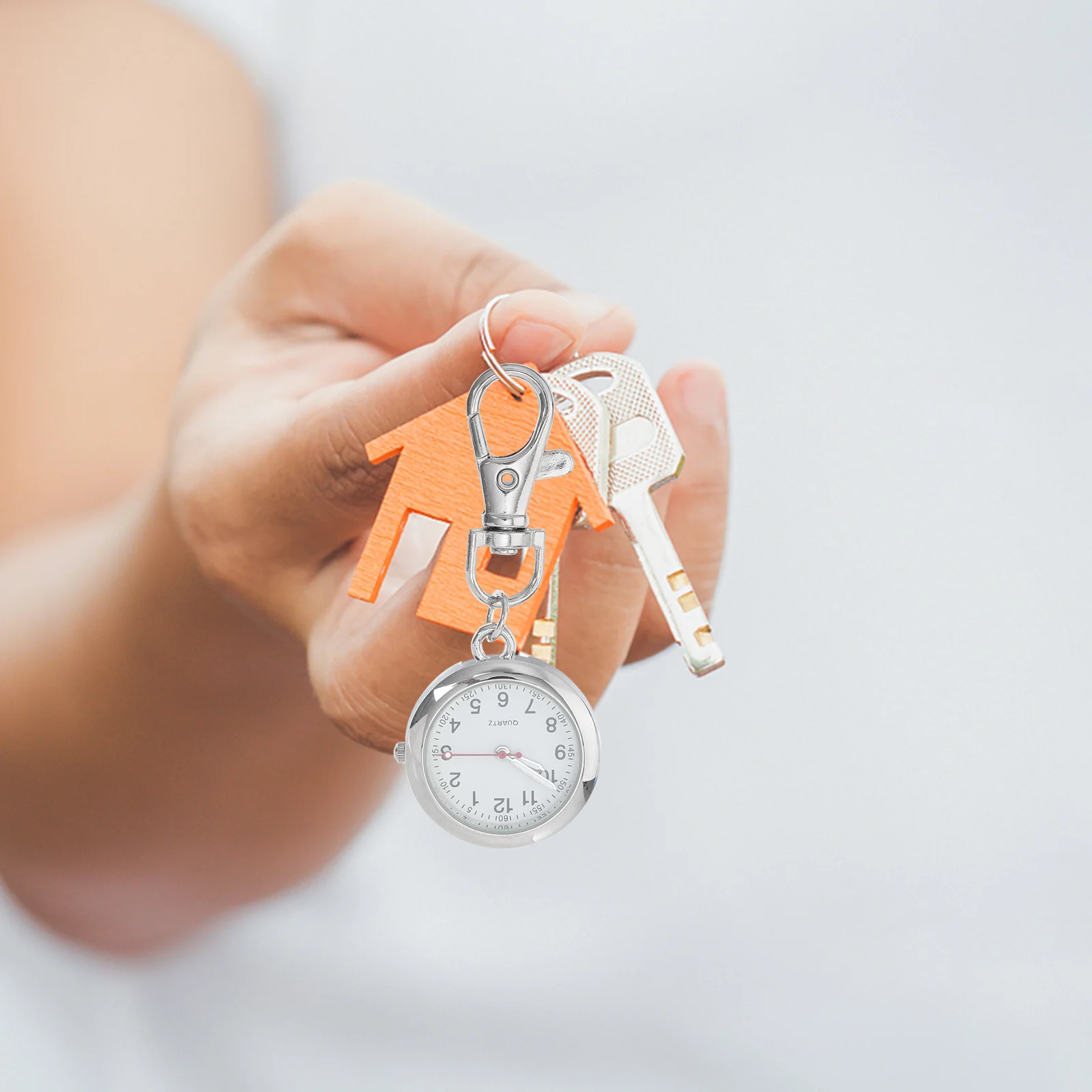 

2pcs Nurse Fob Stainless Steel Organic Glass Round Keyring Pocket Watch For Medical Staff Hospital Use Vintage Metal Timepiece