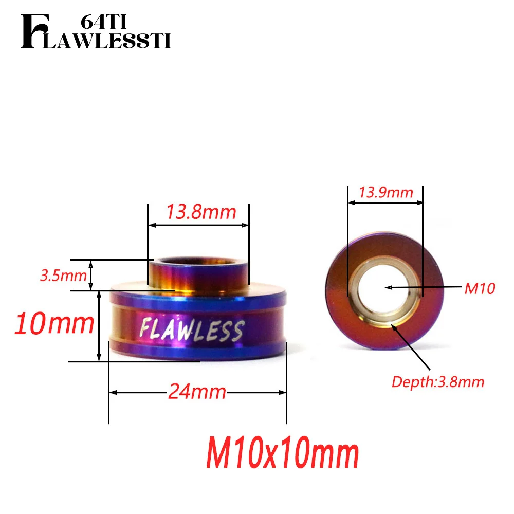FLAWLESSTI M10x5-15 mm Gr5 Titanium Brake Caliper Washer For Brembo M50 M50S GP4-RS GP4-RX M4 M4.34 M4.32 108mm