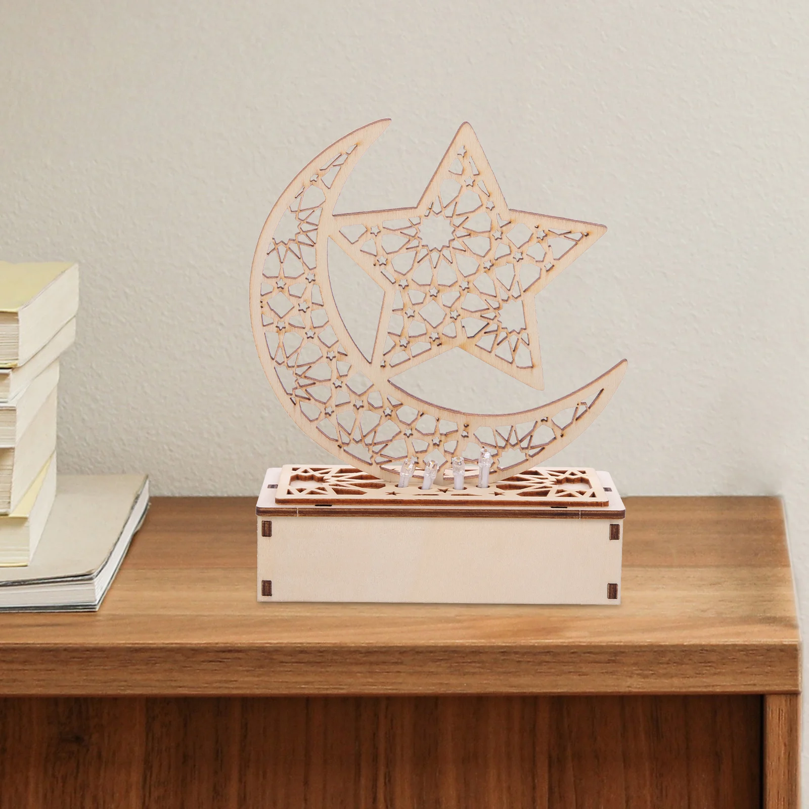 

Wooden Moon Ornaments Eid Decorations for Home Mubarak Ramadhan Festival Islamic Desk Lamp