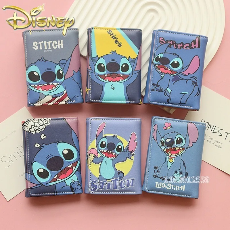 

Disney Stitch New Mini Wallet Cartoon Cute Folding Children's Wallet Fashion Children's Coin Purse with Multiple Card Slots