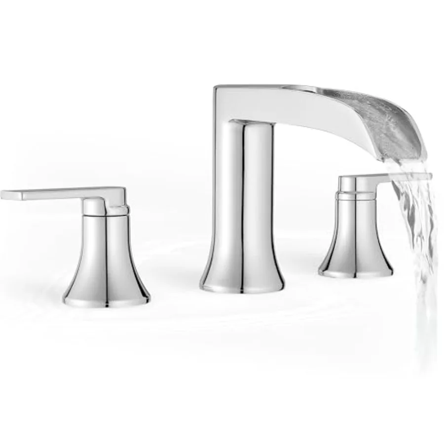 

Chrome Deck Mount Tub Faucet 3 Hole Brass Widespread Waterfall Bathtub Faucet 2 Handle 8-16 Ins Bath Tub Faucets Set High Flow