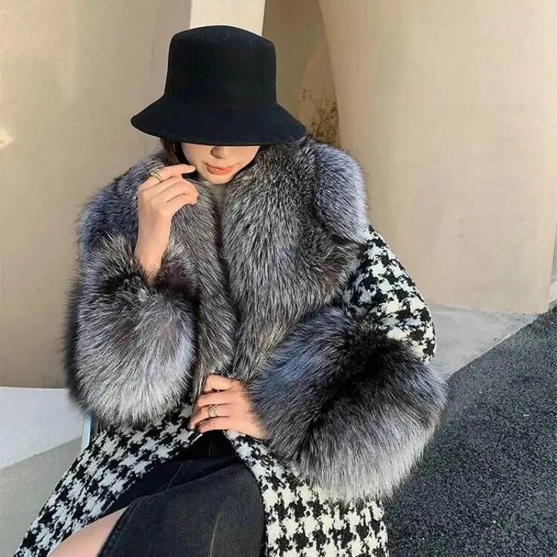 

Extra Large Size Real Fox Fur Collar Cuffs Set Women Neck Warmer Fluffy Shawl Furry Raccoon Fur Scarf Luxury Scarves Coat Decor