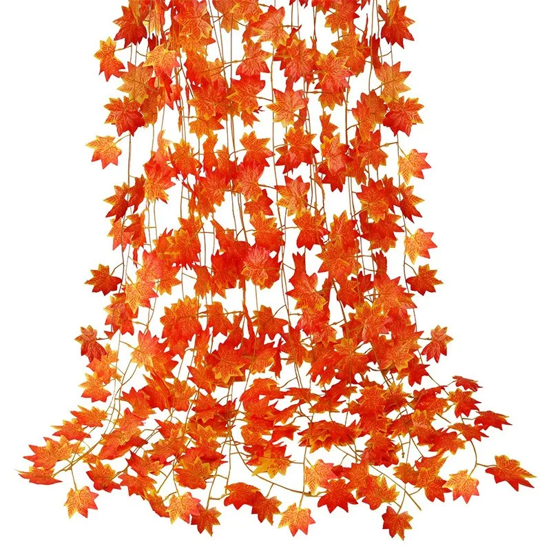 Artificial Maple Leaves Garland Hanging Fall Leaf Vine Maple Foliage Fake Plants Christmas Thanksgiving Garden Party Home Decor