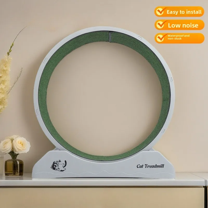 Cat Exercise Wheel Plastic Low Noise Running Wheel with Scratch Board for Indoor Cats Activity Training Home Use 고양이 운동휠