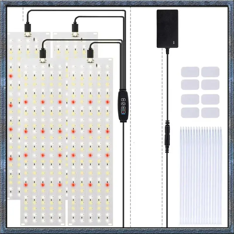 

Aug. 4 Pack Ultra-Thin Full Spectrum LED Grow Panel Light Dimmable Timer Under Cabinet Plant Growing Lamp