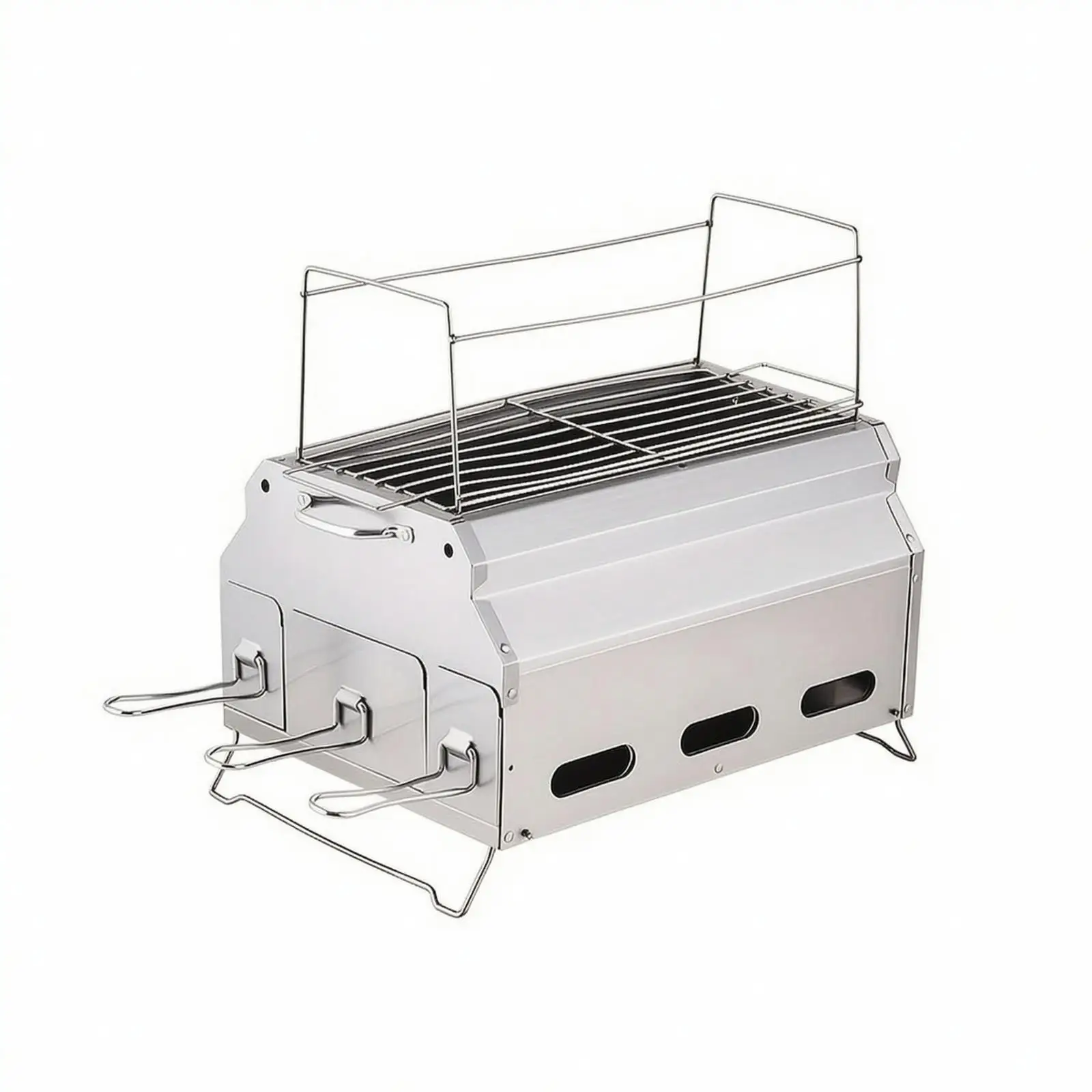 Outdoor Cooking Station Charcoal Grill Carbon Steel Briquette Burner for Kebabs Meat Vegetables Patio Use