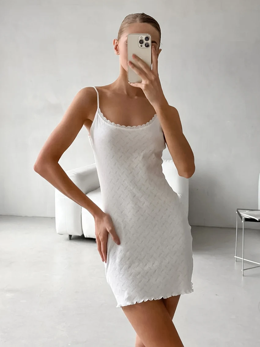 

Marthaqiqi Home Clothes Female Spaghetti Strap Pajamas Sleeveless Sleepwear Backless Nightwear Mini Dress Casual Women Nightgown