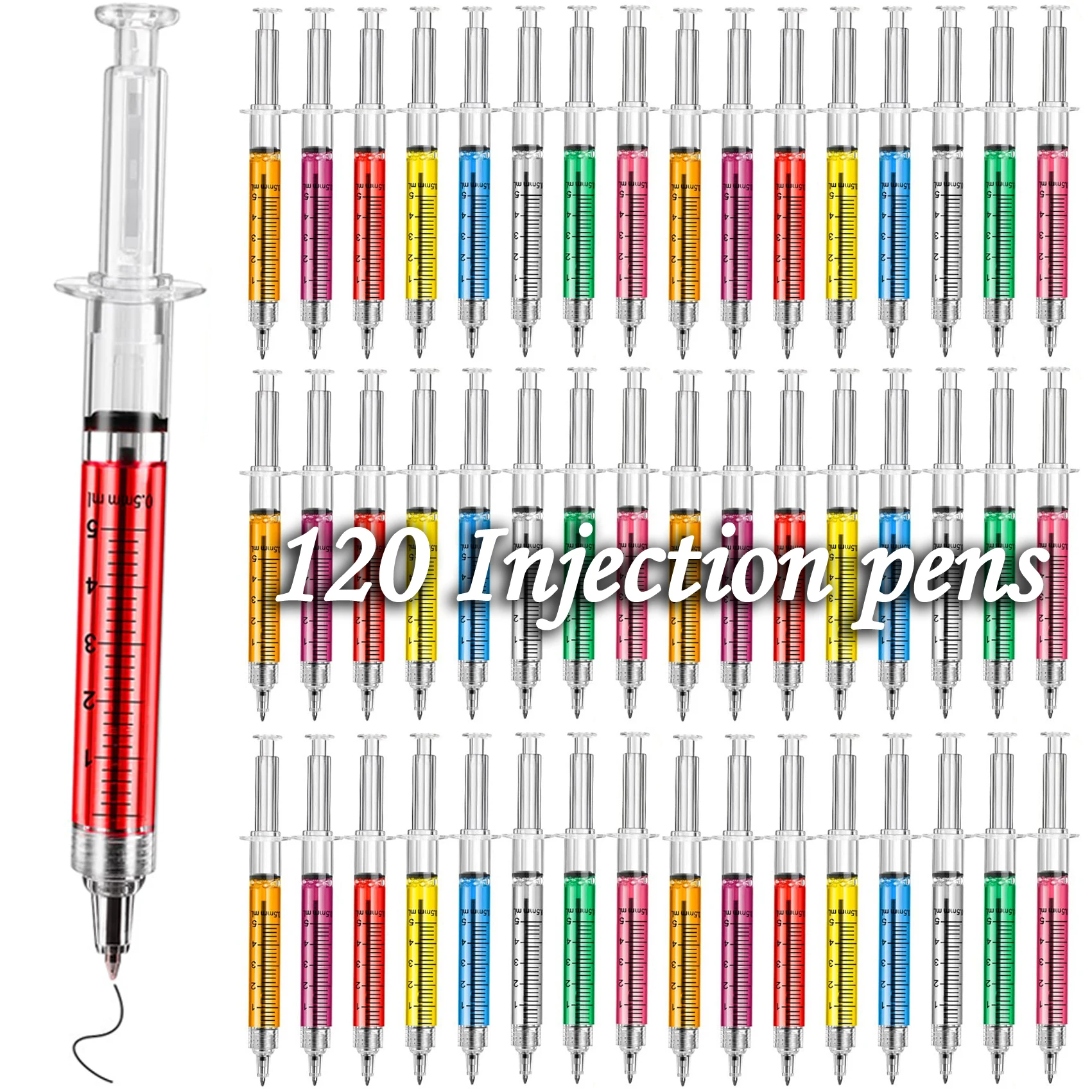 

120pcs Syringe Pen Black Color Ink Ballpoint Pens 0.5mm Signature Stationery Ballpen Novelty Gift Office School Supplies