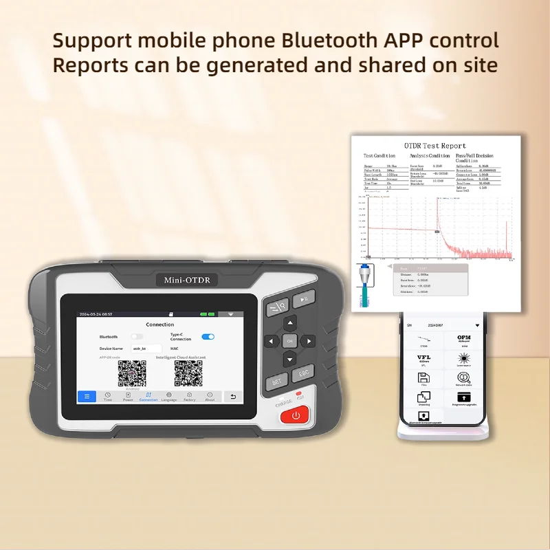 NK4300 Mini OTDR Active Fiber 1310/1550/1610nm, Optical Time Domain Reflectometer VFL OPM with 400x Fiber Inspection Microscope