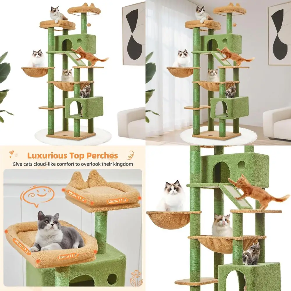 

71 Indoor Cat Tree with 8 Sisal Posts, Metal Frame, Hammock, Scratch Board & Perches