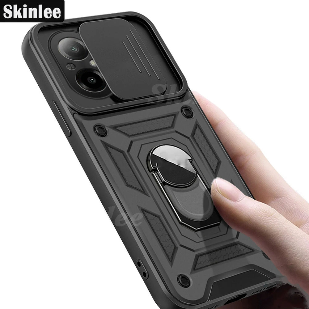 

Skinlee For Realme C67 Case With Holder Ring Slide Lens Protect Window Shockproof Cover For Realme C53 C51 Note 50 4G Back Coque