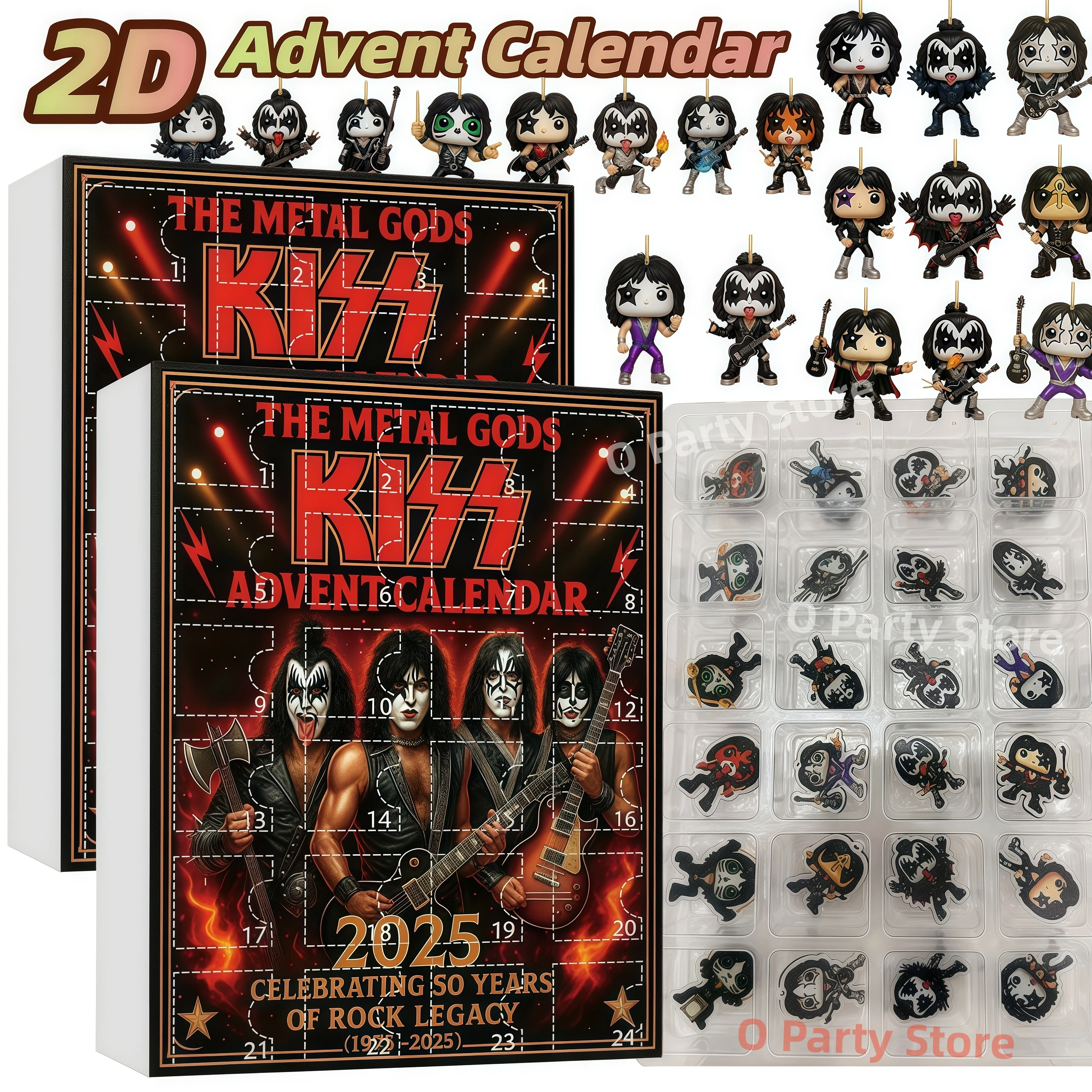 Calendario de Adviento de la Banda KISS, Los Dioses del Metal, Calendario de Cuenta Regresiva de 24 Días, Acrílico Plano 2D, Regalos Coleccionables Musicales Icónicos 2026