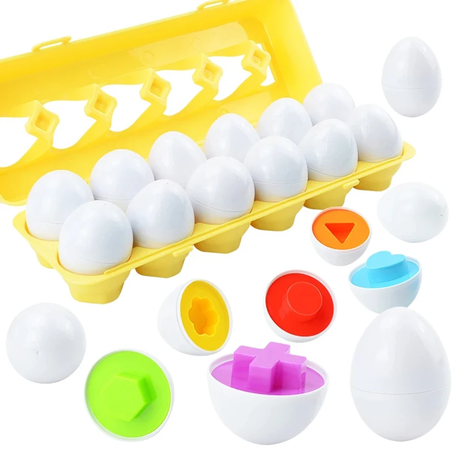 1pcs Montessori Baby Toys Match Egg Puzzle Geometry Matching Egg Color Shape numerical Easter Egg Educational Toys For Children