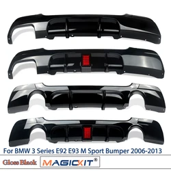 MAGICKIT For BMW 3 Series E92 E93 330I 320d 325d 318i 316i M Sport Rear Bumper Diffuser Lip  Bodykits Gloss Black 2006-2013