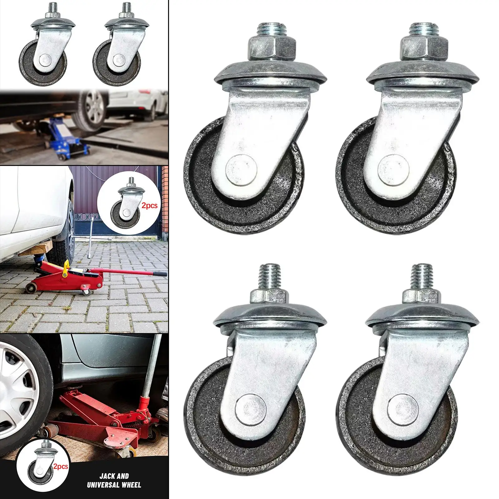 

1 Pair Generic Floor Jack Caster Wheels Accessories Replaces Components Trailer Caster Wheels for 3 Ton and 4 Ton Floor Jacks