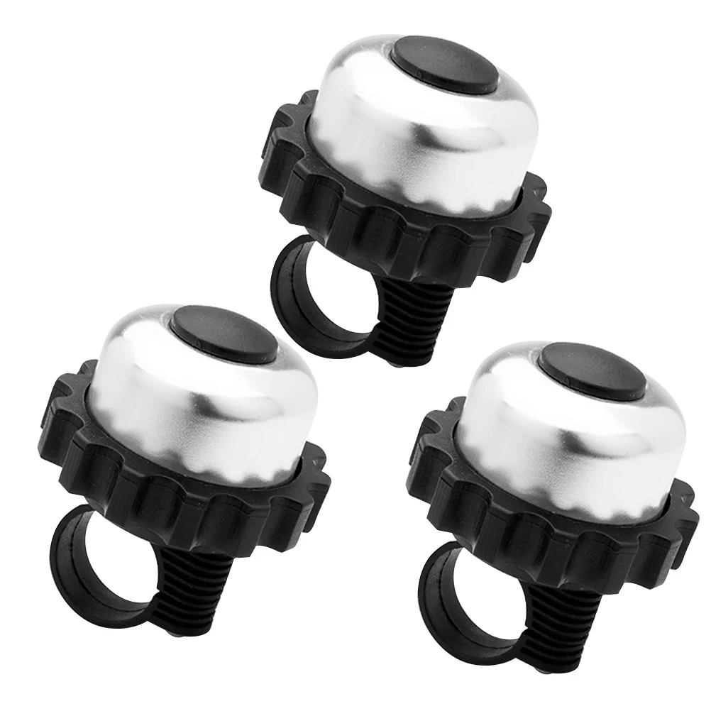 

3Pcs Rotating Bell Horn Durable Practical Easy Install Bicycle Safety Warning Silver Bell Horn Bike Accessories