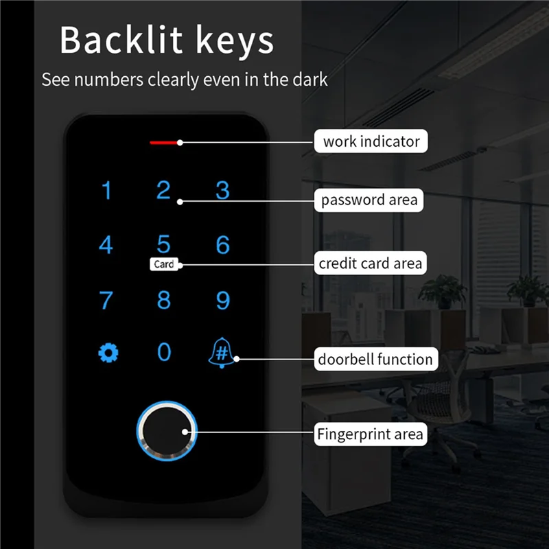 

【Flash-Deal!】2X Tuya APP Access Control Keyboard Bluetooth Remote Control RFID IC M1 Card Fingerprint Access Keypad TF9-Tuya Bla