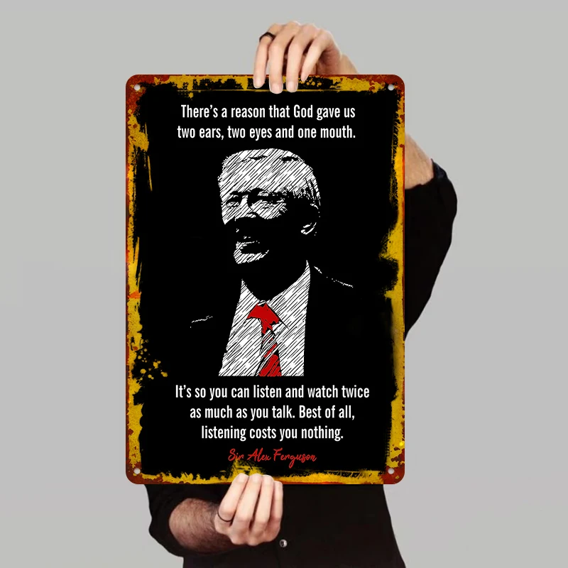 Sir Alex Ferguson Quote Metal Wall Art Inspirational Leadership Decor for Office and Home