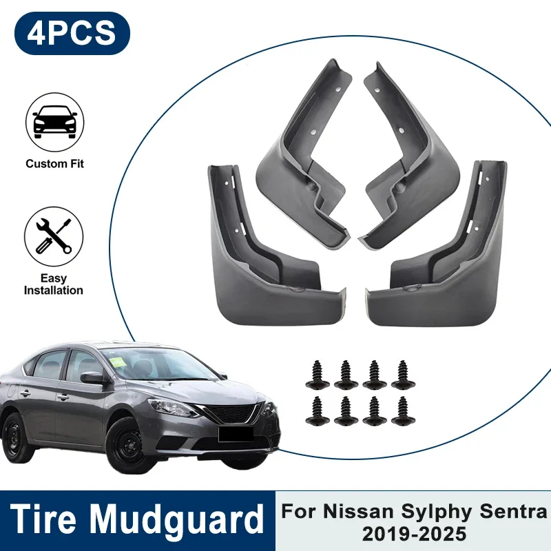 

Waterproof Anti-Splash Car Mudguards 4PCS For Nissan Sylphy Sentra 2019-2025 Fender Mud Flaps Auto Exterior Protection Accessory