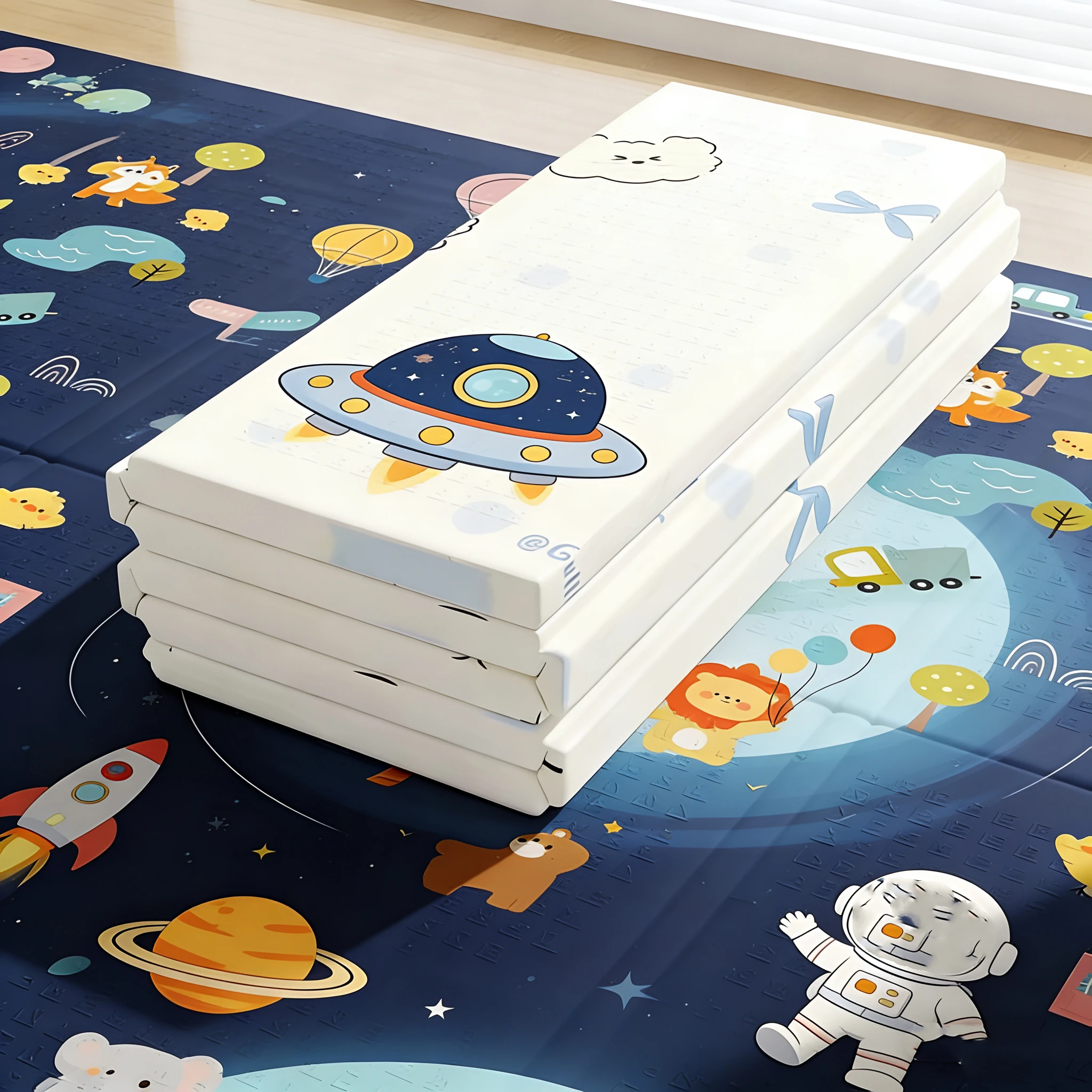 Baby Folding Crawling Activity Mat New Double-sided Kids Cartoon Waterproof Crawling Game Carpet Children's Carpet Soft Foam Pad