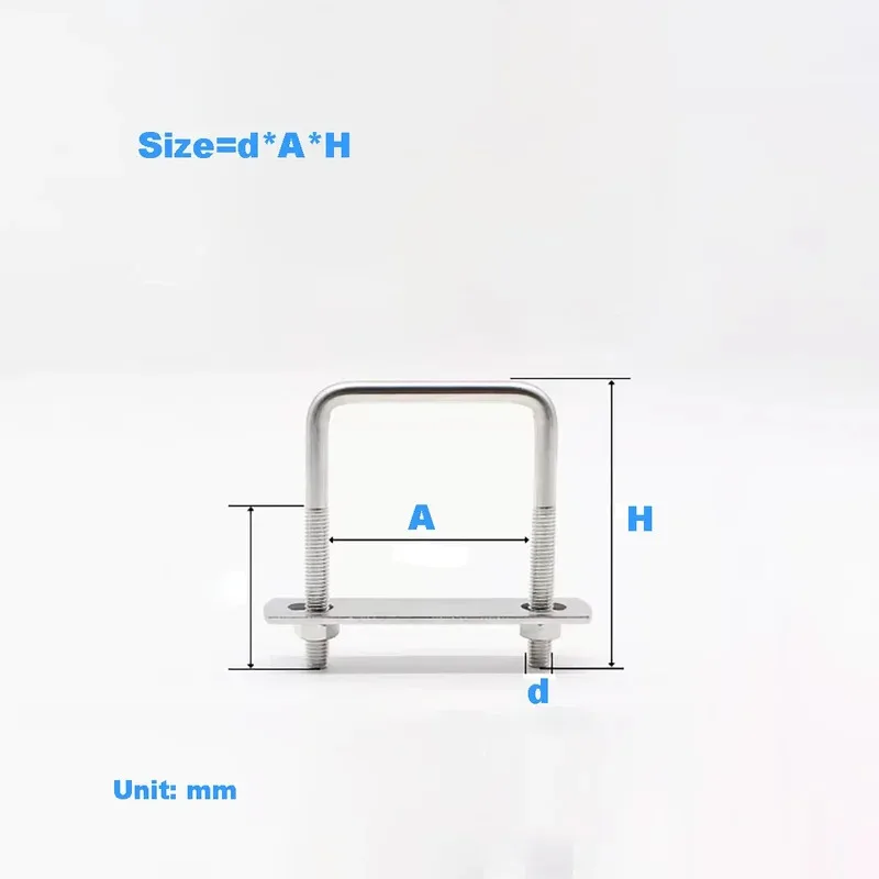 304 Stainless Steel U Shaped Screw Right Angle Square Clamp M6 M8 M10 M12 Pipe Clamp