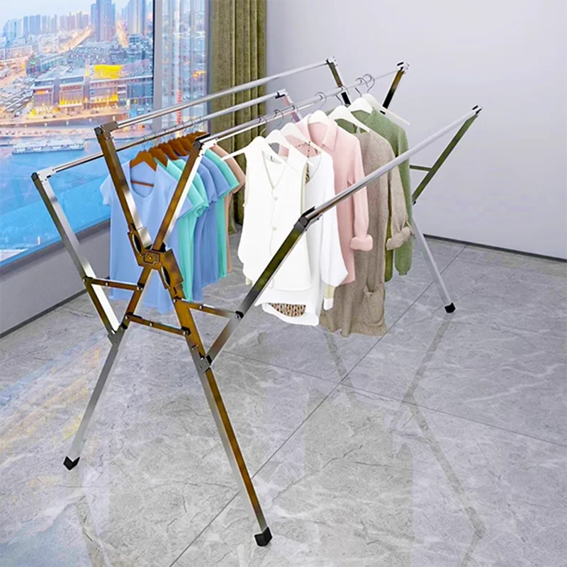 Folding Multiple Cloth Hanger Stand Floor Hanging Garment Clothes Rack Dryer Outdoor Burro Ropa Perchero Home Accessories