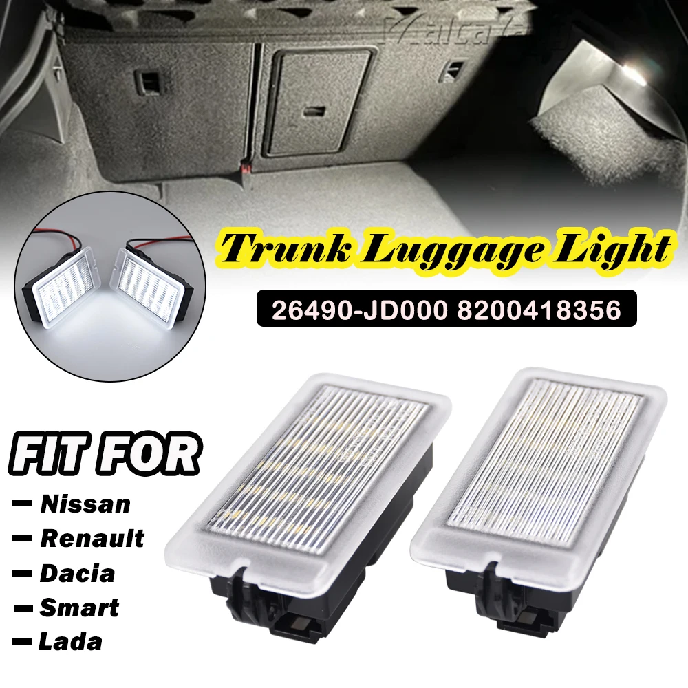 2X LED Interior Luggage Compartment Rear Trunk Boot Lights For Renault Clio III IV V Megane II III Espace IV Twingo Grand Scenic