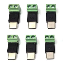 5Pcs Type C Male to 2Pin 5V Solderless Green Terminal OTG power supply Adapter USB Quick Connector For Mmobile Phone Computer