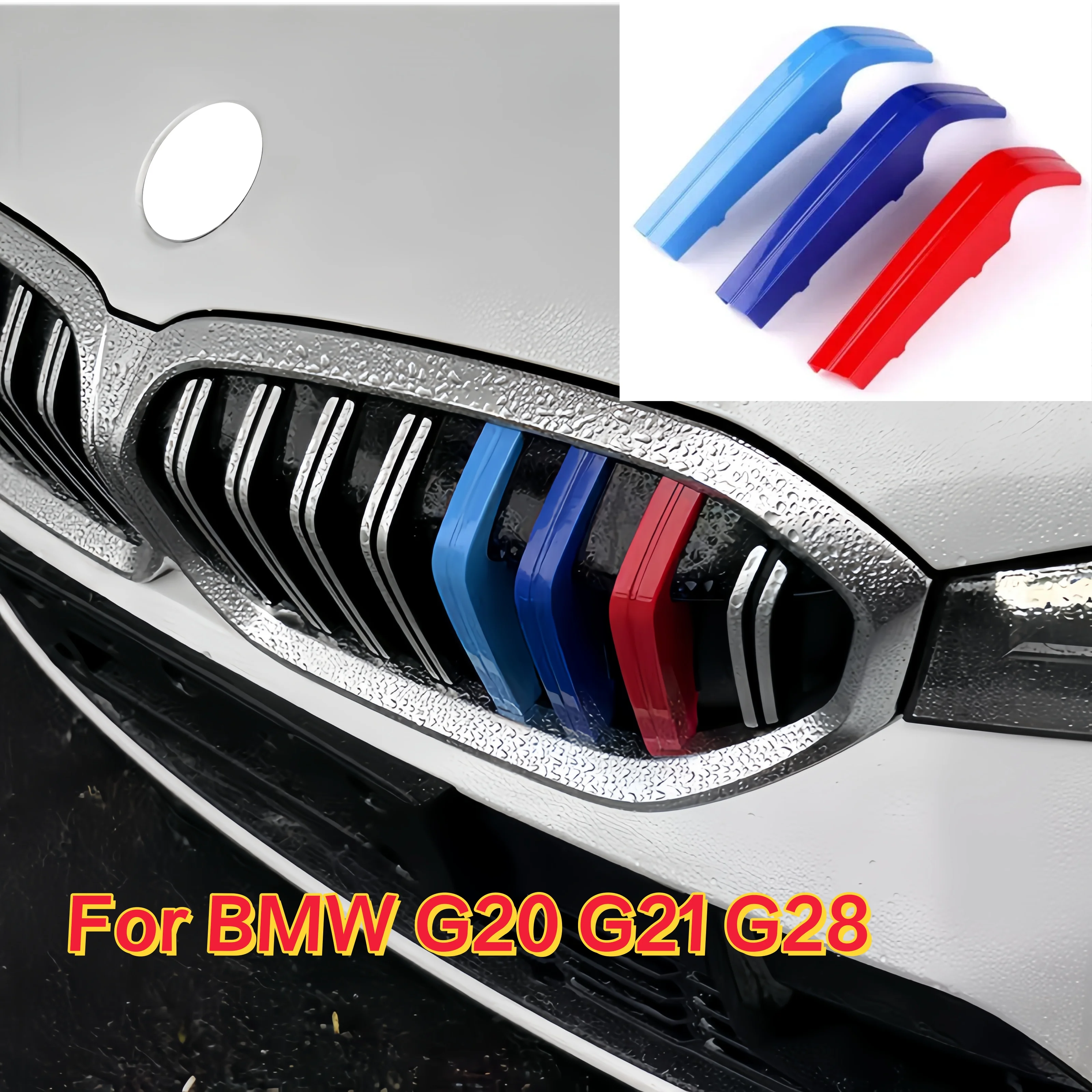 3D M Color Sticker Car Front Grille Trim Strips Grill Cover For BMW G20 G21 G28 2019 2020 2021 2022 2023 BMW New 3 Series