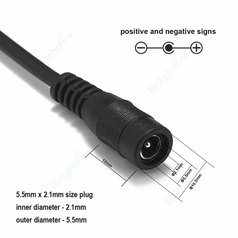 Cable conector de alimentación CC de 5,5mm y 2,1mm, conector de barril macho y hembra, adaptador de corriente de 12V, Cable de extensión en espiral