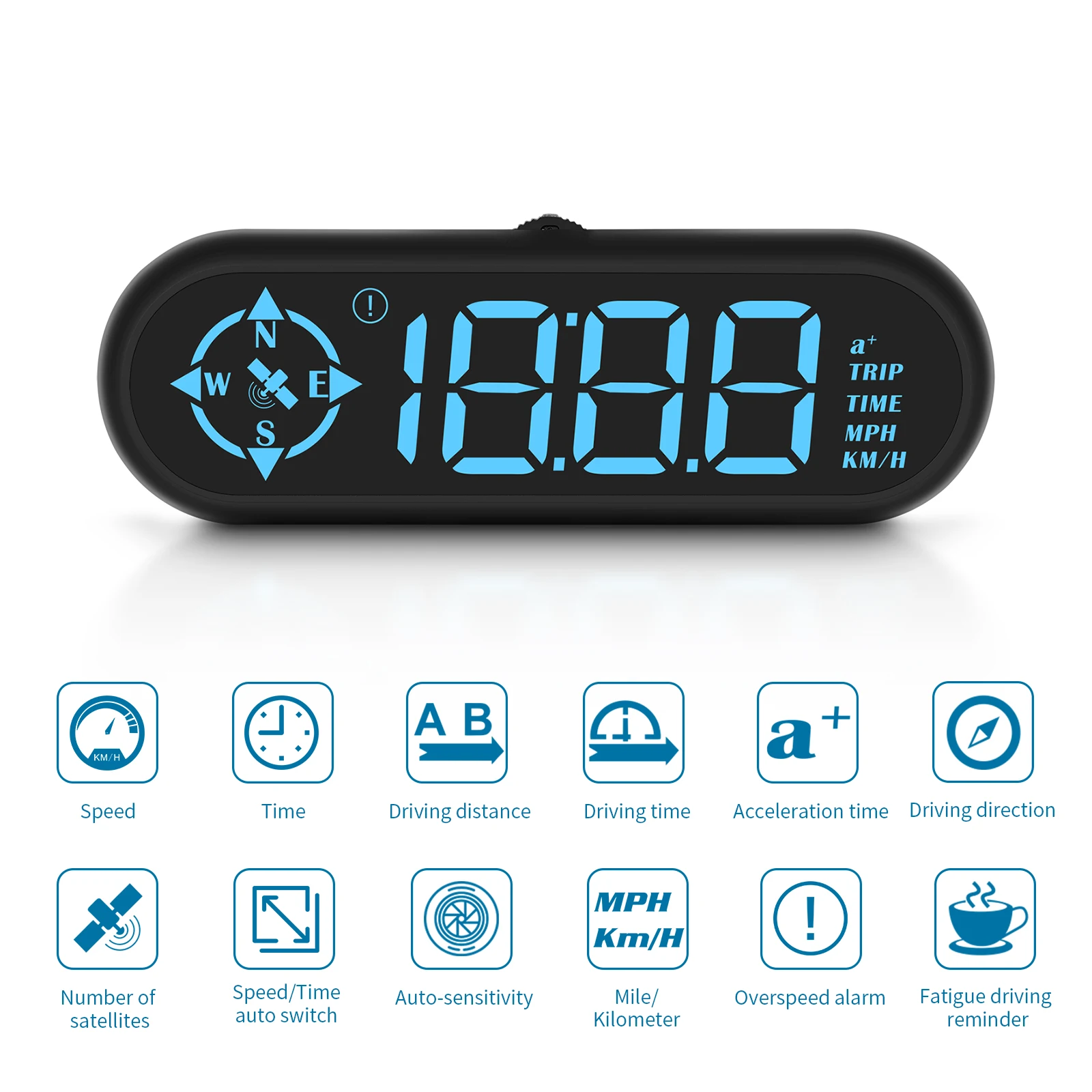 large font arge compass G9 GPS Speedometer 4-inch LED Screen USB-C 1 Year Warranty Popular Car Head-up Display Clock Meter Gauge