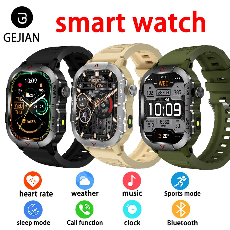 

GEJIAN Смарт-часы 2,01-дюймовый TFT HD-экран Разрешение 240*296 Аккумулятор 320 мАч Спорт на открытом воздухе 5.3 Bluetooth-вызов Мужские часы