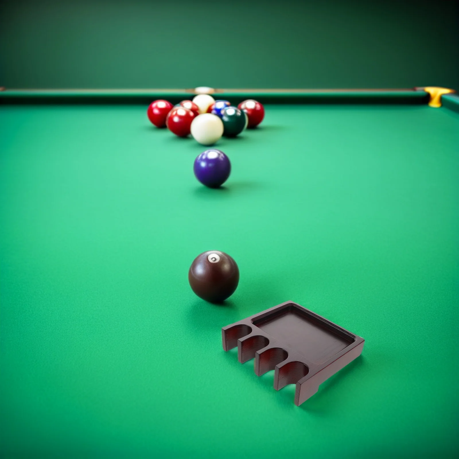 

4-Hole Pool Cue Rest Non-Slip Weighted Tabletop Billiard Cue Organizer Solid Wood Rack for Bar Game Room Billiard Stick Rack