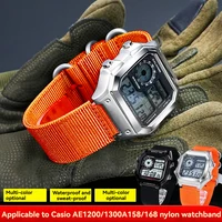 Correa de reloj de lona para deportes al aire libre para Casio AE1200 AE1300 A158W/A168 W-216H correa de reloj de nailon pulsera de boca convexa para hombre 18MM