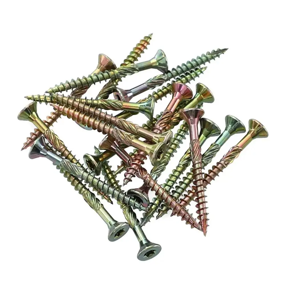 100Pcs/Pack 35mm 45mm 60mm 80mm Self-tapping Screw M5 Flat Head Torx T25 Screws Galvanized Woodworking Screws Hardware Tools