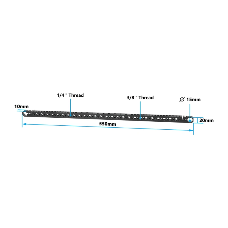 CAMVATE Cross Cheese Bar with 15mm Rod Clamp On Both Ends for Camera Monitor Cage Rig 21.7inch Cheese Support Rod