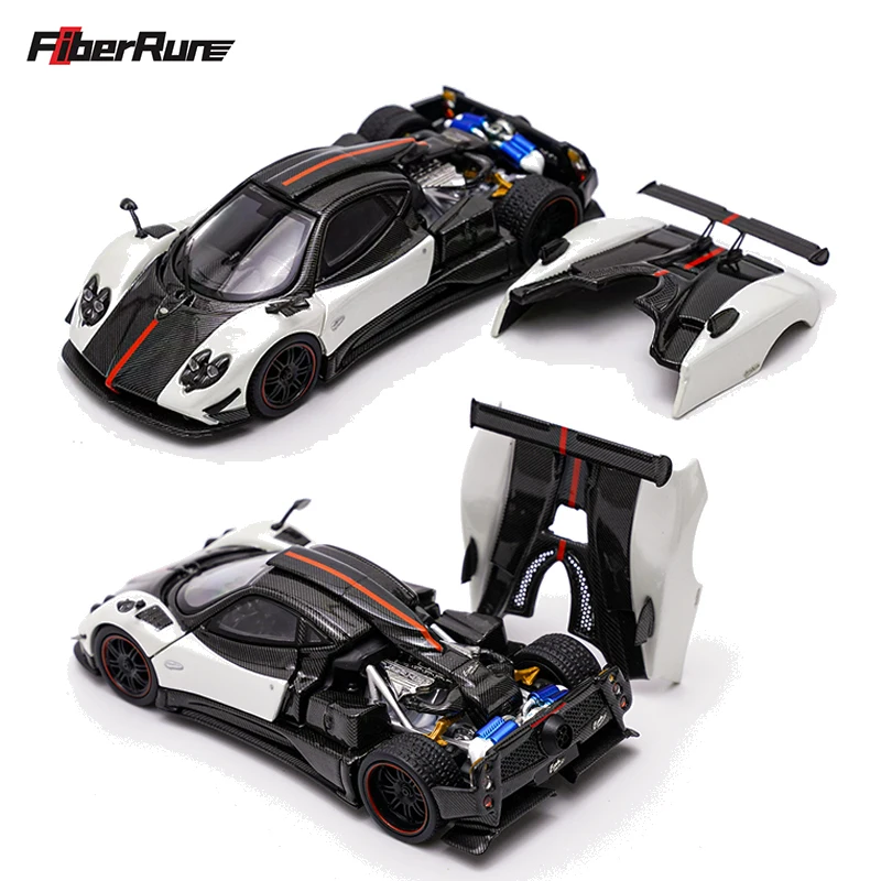 PreSale FiberRun 1:64 Zonda Cinque Opened Hood All Carbon Diecast Diorama Model Collection Miniature Toys