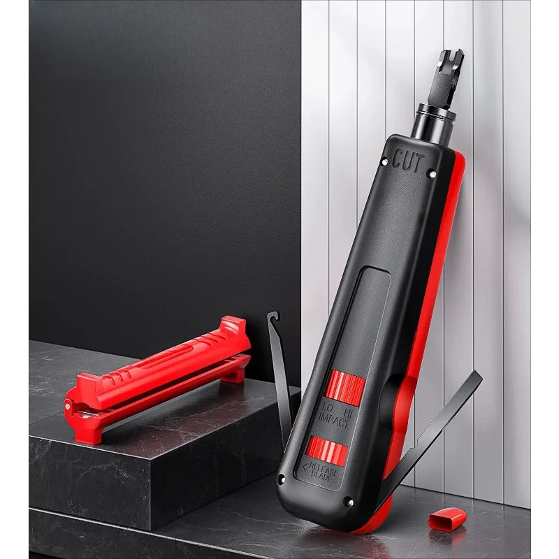 Multifunctional network impact type wiring tool, distribution frame cable termination and stripping operation