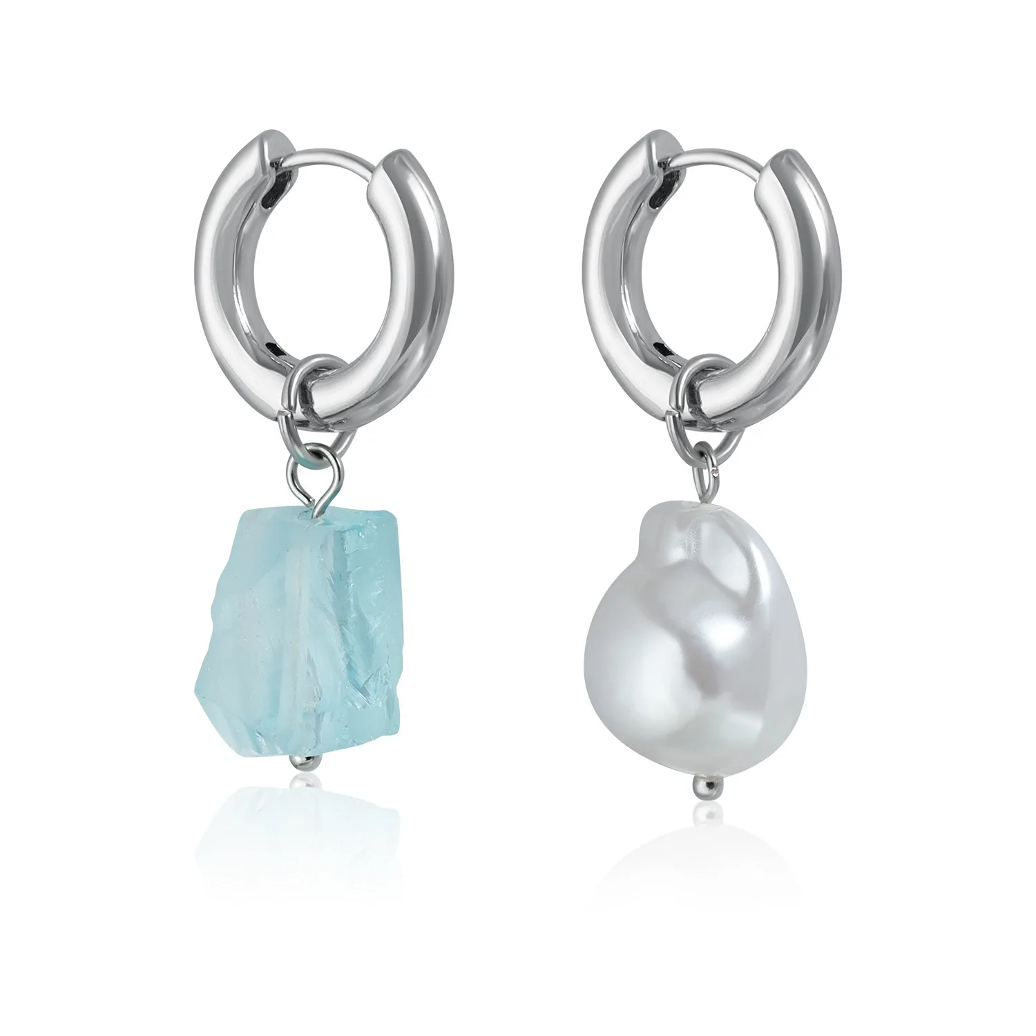 New Irregular Lava Shattered Ice Blue Retro Design Asymmetry Jewelry Geometric Fashion Earrings Daily Accessories Gift