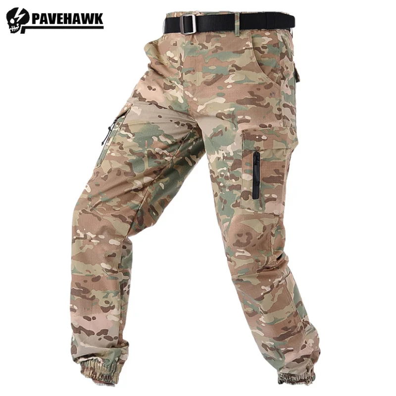 

Outdoors Slim Camouflage Cargo Pants Mens Waterproof Wear-resistant Leggings Trousers Multiple Pockets Casual Sports Overalls