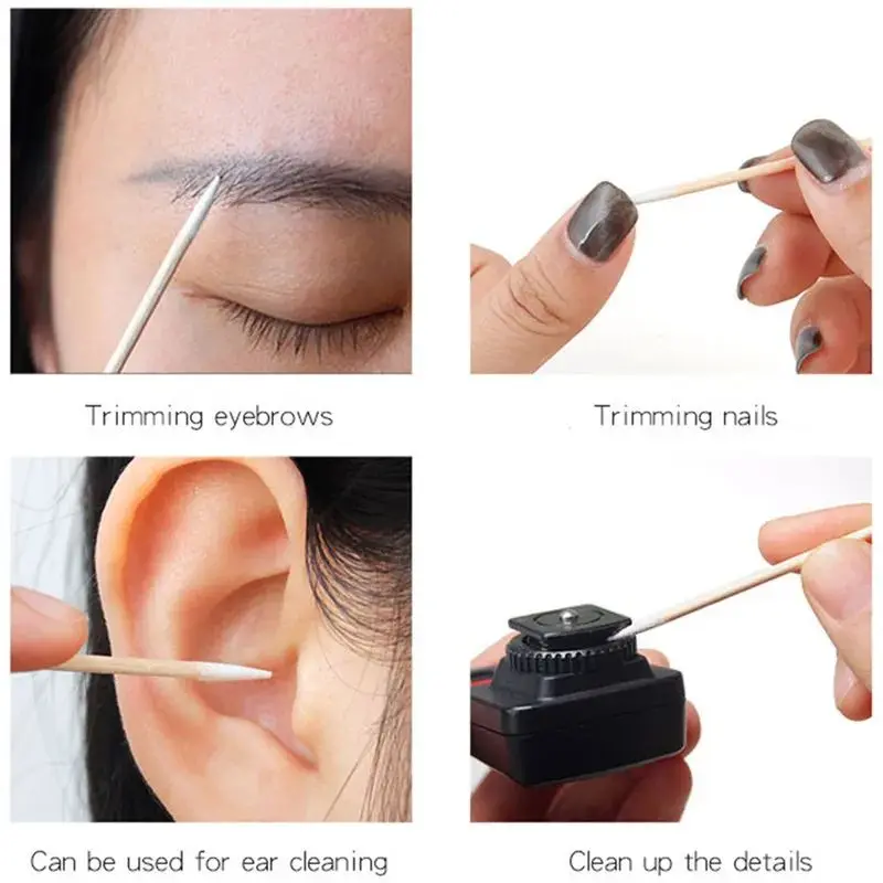 Piezas de madera para manicura, palitos de algodón para quitar esmalte de uñas, herramientas de arte, Corrector de cabeza de algodón, 300