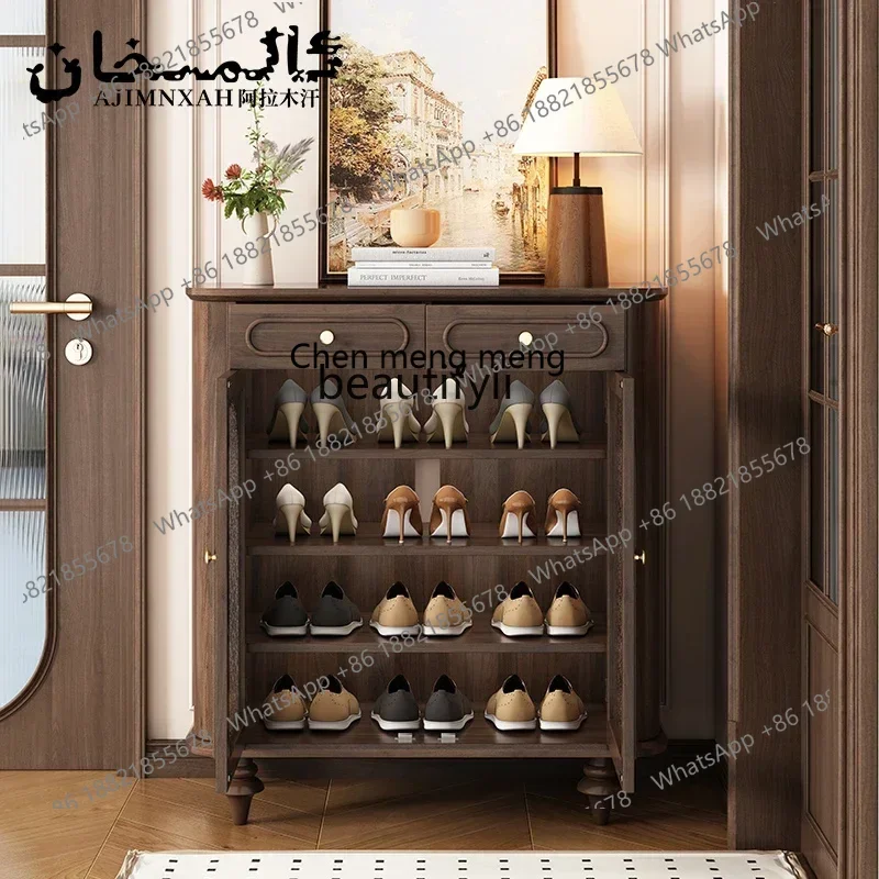 X armoire à chaussures française en bois massif amérique du nord noyer noir américain lumière luxe maison rangement armoire à chaussures rétro StorageQ