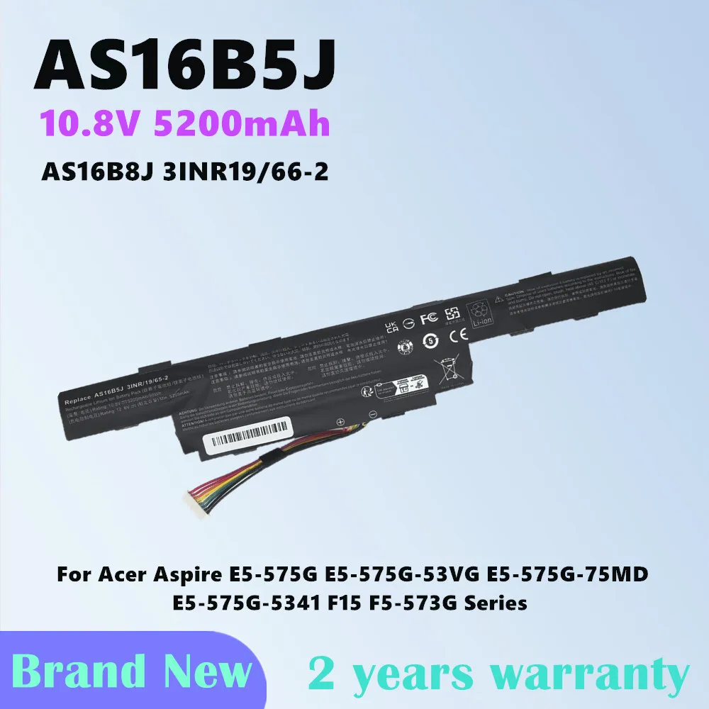 AS16B5J AS16B8J 3INR19/66-2 Laptop Battery for Acer Aspire E5-575G 53VG-75MD -5341 F15 F5-573G Series