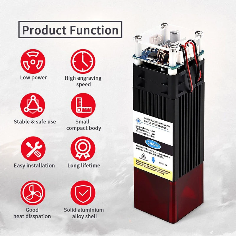 20W/40W Lasermodul, komprimierter Spot, Laserkopf mit fester Brennweite, TTL-Modul für CNC-Laserschneidmaschine, DIY-Lasergravierwerkzeug – Detail 4