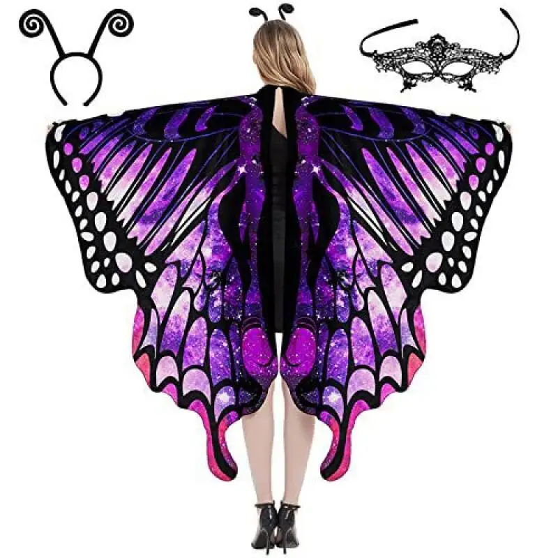 Halloween Butterfly Wings Costume, Performance Costume, Gradient Butterfly Cloak, Cosplay Suit, Fancy Party Cape for Adlut